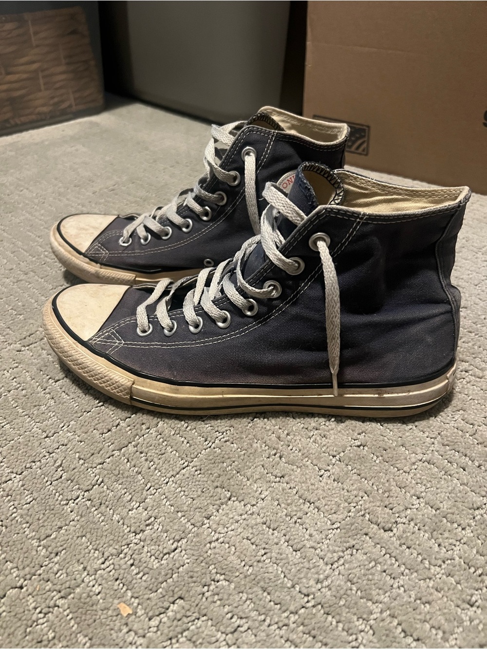 Converse High Top Sneakers in Navy and White